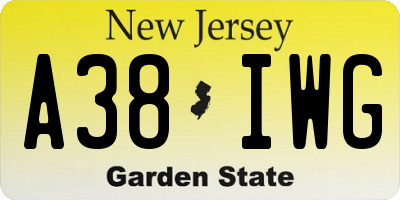 NJ license plate A38IWG