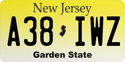 NJ license plate A38IWZ