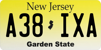 NJ license plate A38IXA