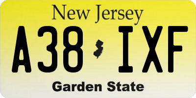 NJ license plate A38IXF