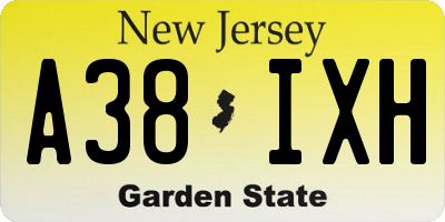 NJ license plate A38IXH