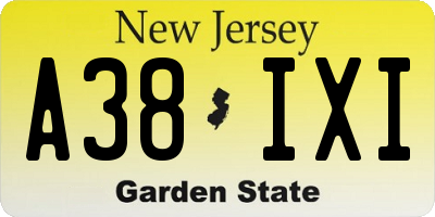 NJ license plate A38IXI
