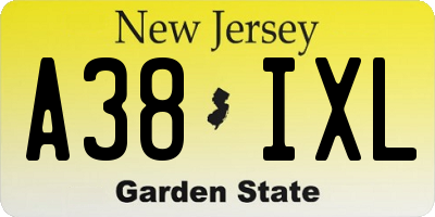 NJ license plate A38IXL