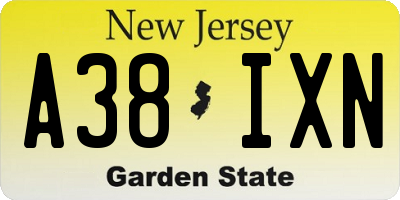 NJ license plate A38IXN