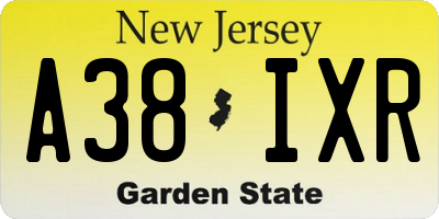 NJ license plate A38IXR