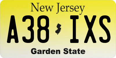 NJ license plate A38IXS