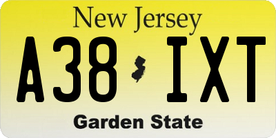 NJ license plate A38IXT