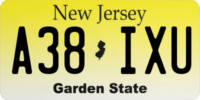 NJ license plate A38IXU