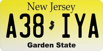 NJ license plate A38IYA