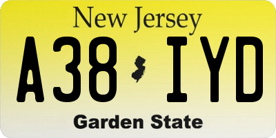 NJ license plate A38IYD