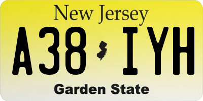 NJ license plate A38IYH