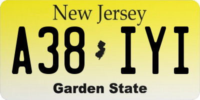 NJ license plate A38IYI