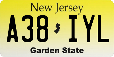 NJ license plate A38IYL