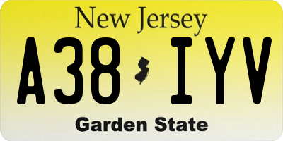 NJ license plate A38IYV