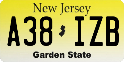 NJ license plate A38IZB