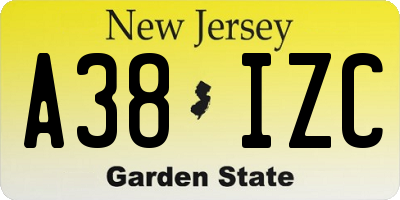 NJ license plate A38IZC