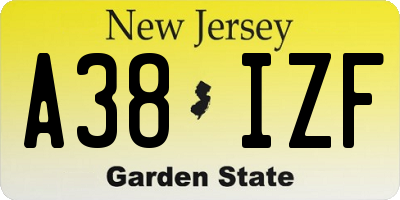 NJ license plate A38IZF