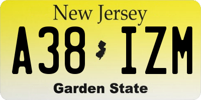 NJ license plate A38IZM