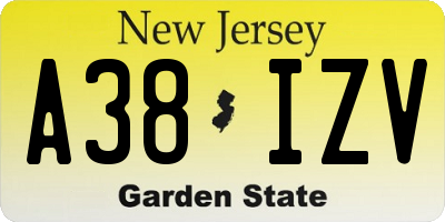 NJ license plate A38IZV