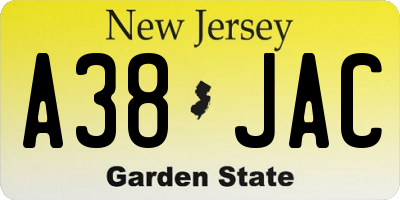 NJ license plate A38JAC