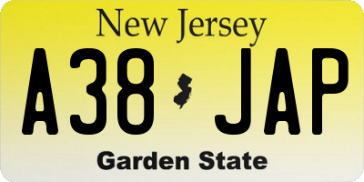 NJ license plate A38JAP