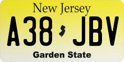 NJ license plate A38JBV