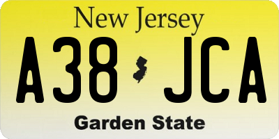 NJ license plate A38JCA