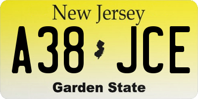 NJ license plate A38JCE