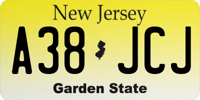 NJ license plate A38JCJ