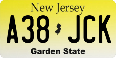 NJ license plate A38JCK