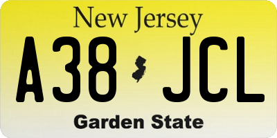 NJ license plate A38JCL