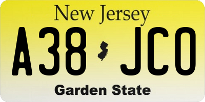 NJ license plate A38JCO