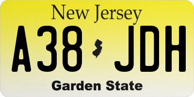 NJ license plate A38JDH
