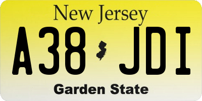 NJ license plate A38JDI