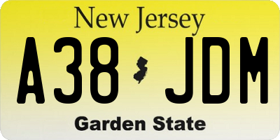 NJ license plate A38JDM
