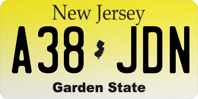 NJ license plate A38JDN