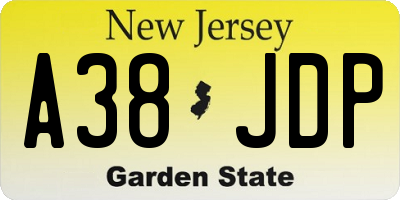 NJ license plate A38JDP