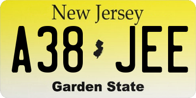 NJ license plate A38JEE
