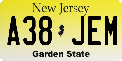 NJ license plate A38JEM