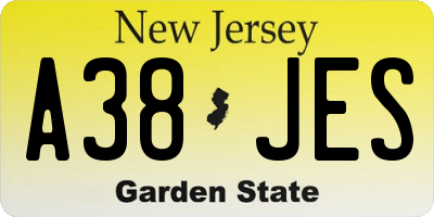 NJ license plate A38JES