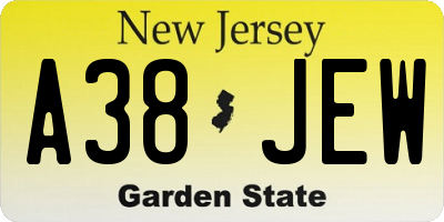 NJ license plate A38JEW
