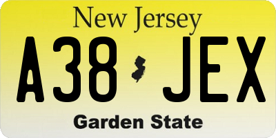 NJ license plate A38JEX