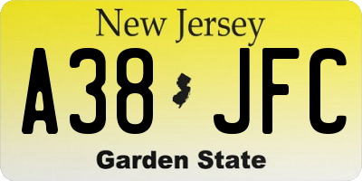 NJ license plate A38JFC