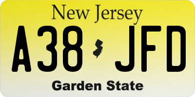 NJ license plate A38JFD