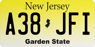 NJ license plate A38JFI