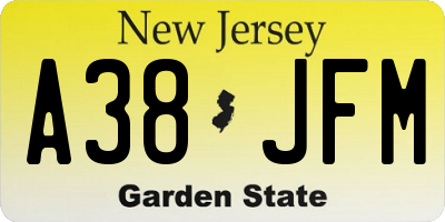 NJ license plate A38JFM