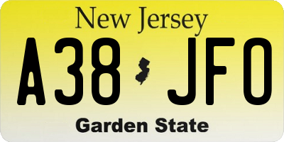 NJ license plate A38JFO