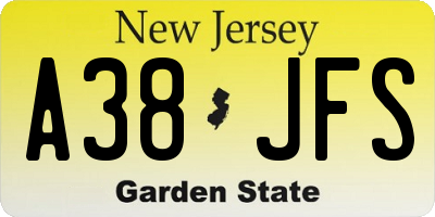 NJ license plate A38JFS
