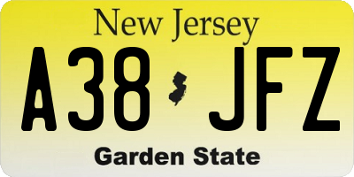 NJ license plate A38JFZ