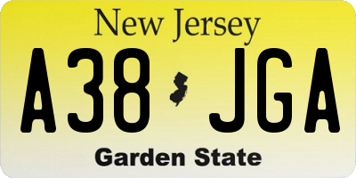 NJ license plate A38JGA